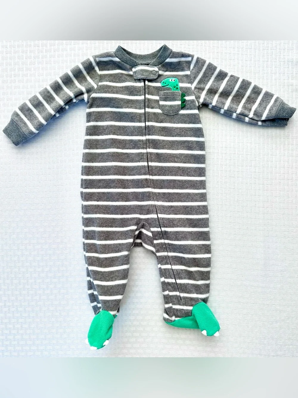 Carter’s Baby Boy 6M Fleece Footed Pajamas Lot 3 Monster Dinosaur Airplanes